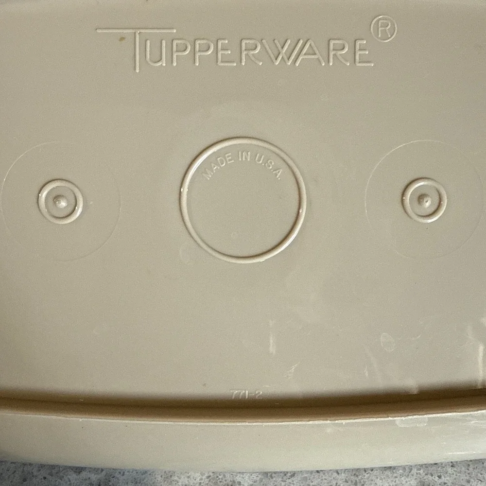 Tupperware Serve-ette Tray Bowl Lid seal dish beige brown Dip Vegetable 771-1